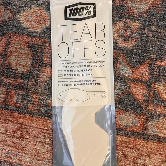 Racecraft, Accuri, and Strata goggle systems - 20 tear-offs per pack - Picture 2 of 2